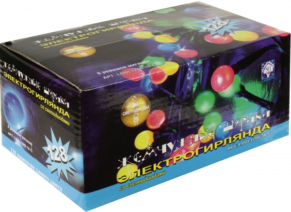 Электрогирлянда линейная Жемчужные шарики LDBL128B-10-C встроенный светодиод (LED) 128 ламп 6,4 м 