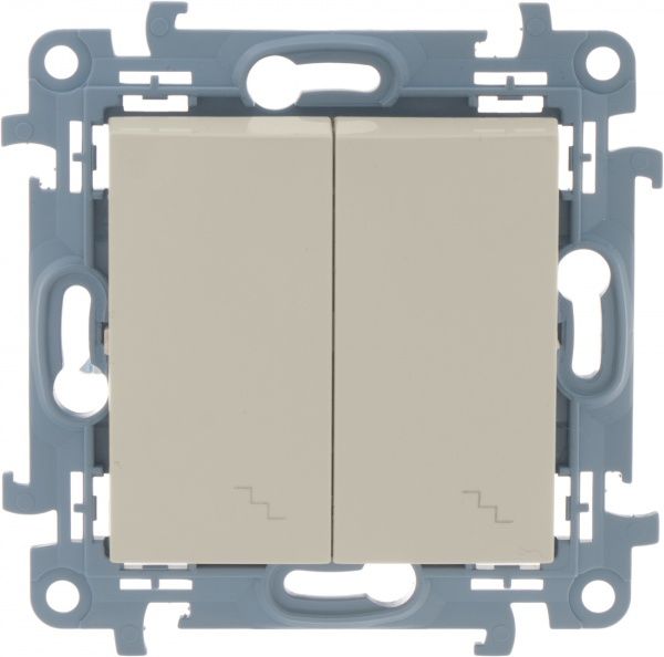 Выключатель проходной двухклавишный Simon 10 без подсветки 10 А 250В кремовый CW6/2.01/41