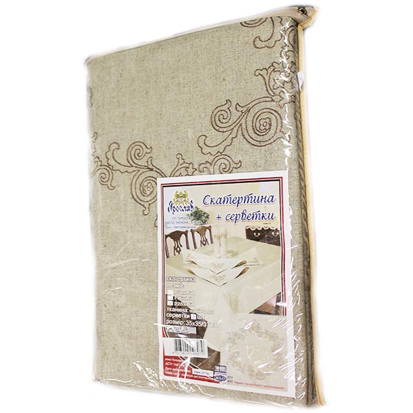 Комплект столовий скатертина та 8 серветок льон Ярослав 