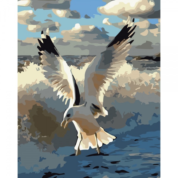 Набор для росписи по номерам Strateg Чайка на море 40х50 см GS535