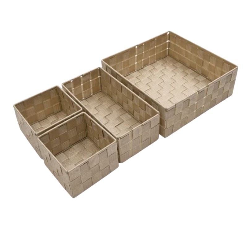 Набор корзин 4 шт. Nyla,беж, 28X28х10 см, 26X13х 9 см, 13X13 х9 см*2шт Sensio
