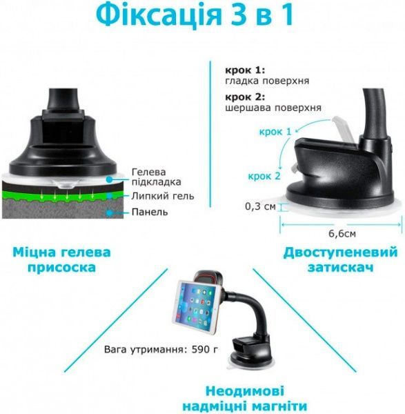 Автодержатель Grand-X MT-03 для телефона магнитный (МТ-03) 