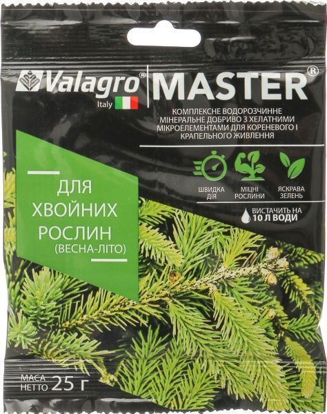 Добриво мінеральне Valagro Master для хвойних рослин (весна-літо) 25 г