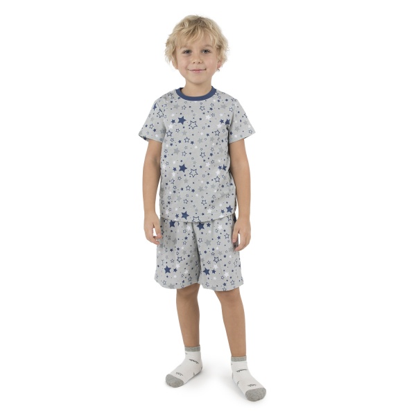 Пижама детская для мальчиков Funtime Звездочки р.122 серый с синим 