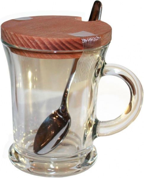 Чашка-заварник з ложкою та деревяною кришкою 50823К2 Everglass