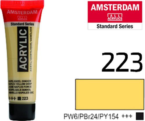 Краска акриловая неаполитанский желтый темный 223 20 мл Amsterdam Standart Royal Talens