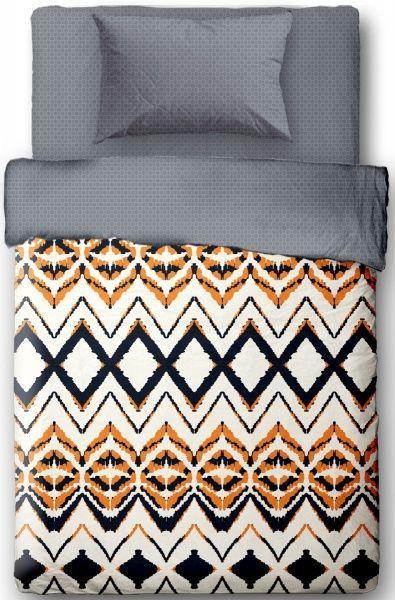 Комплект постельного белья Yellow Zigzag 1,5 серый с рисунком Ibodo 