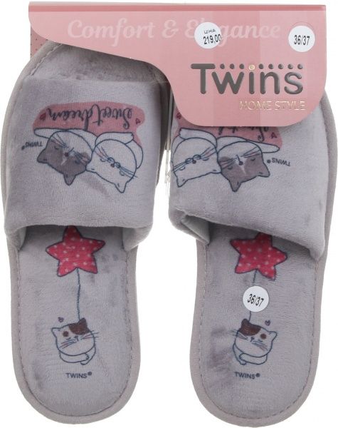 Капці домашні HS standart велюрові р. 36 - 37 сірий 