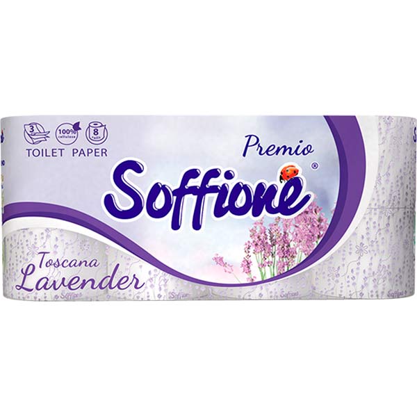 Туалетная бумага Soffione Lavender трехслойная 8 шт.