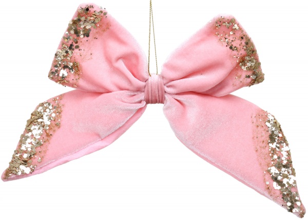 Декорація новорічна Бант YZH502300 рожевий 18х22х2,5 см 