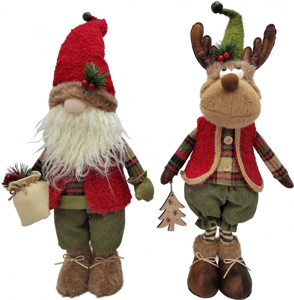 Декорация новогодняя Санта и лось красно-коричневый 19х10х68 см
