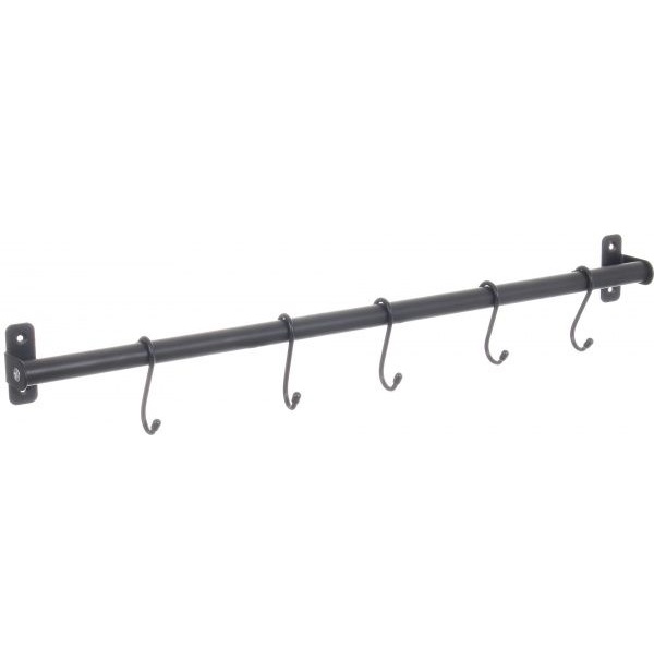 Рейлінг кухонний Flamberg 570 мм 5 гачків+2 кронштейни чорний