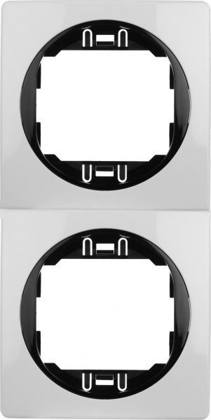 Рамка двухместная Aling-Conel Eon вертикальная белый с черным E6711.0E