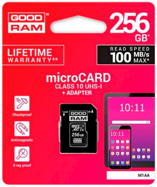 Карта памяти Goodram microSDXC 256 ГБ Class 10UHS-I (M1AA-2560R12) 
