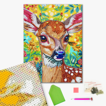 Алмазная мозаика Олененок в цветах 25х25 см Brushme