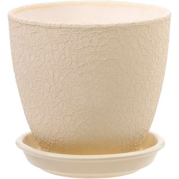 Горшок цветочный Ориана-Запорожкерамика Кедр №3 1.6 л шелк бежевый 