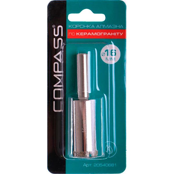 Коронка алмазная Compass по керамограниту 16 мм