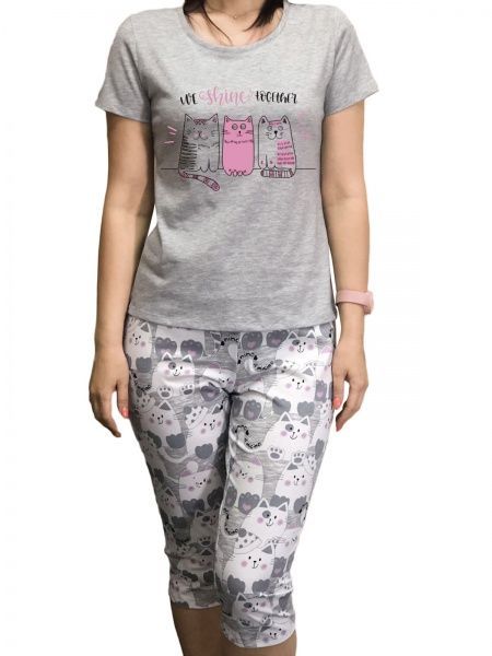 Піжама жіноча Roksana Cat 861/12223 р. L сірий 