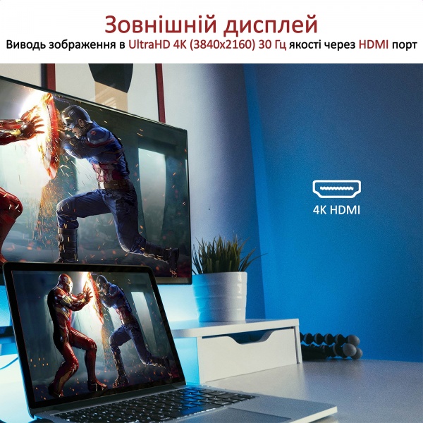 USB-хаб Promate PrimeHub-Go 9-в-1 USB-C PD/HDMI/2xUSB 3.0/2xUSB 2.0/RJ45/SD/MicroSD