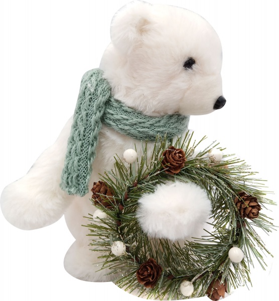 Декорация новогодняя Blooming медведь пушистый 15x19 см 