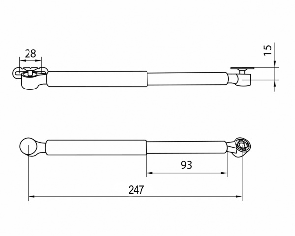 Амортизатор газовый для ДСП 60N в капсуле 3 крепеж серый ПремиумЛайн DC 