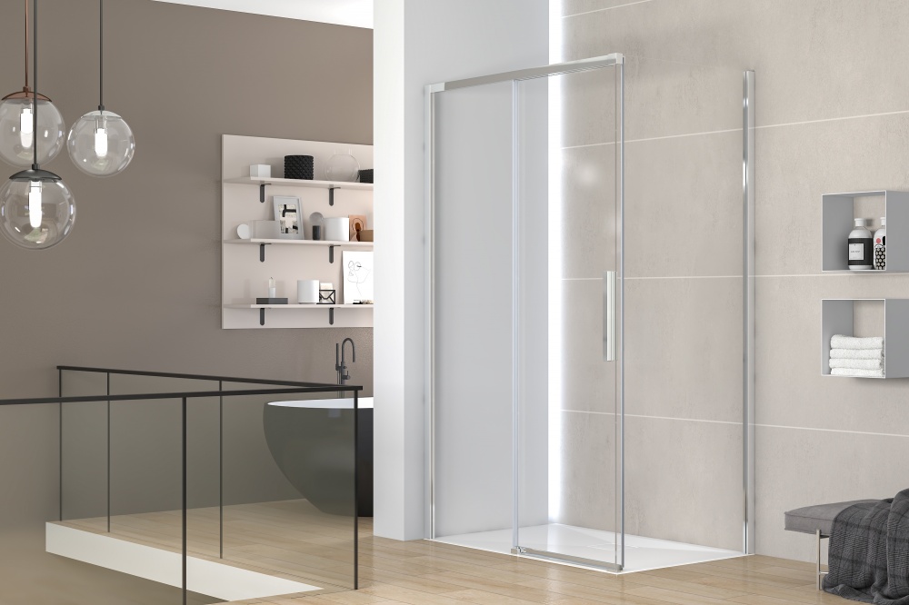 Душевое ограждение EGO PURE 120х80х195 см L/R, прямоугольная раздв., стекло проз 8мм, проф хром алюм