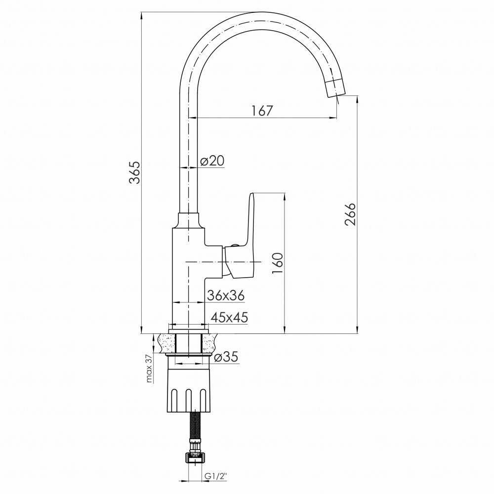 Смеситель для кухни VOLLE TOLEDO 1551.110101, cromo