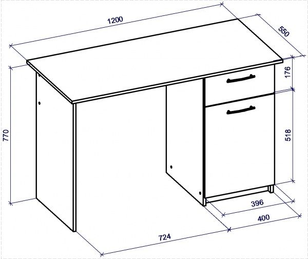 Стіл письмовий Грейд Мікс бетон/білий 