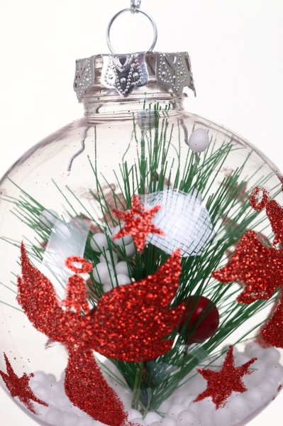 Декоративная подвеска Шар с декором 8x10 см прозрачный NY21053