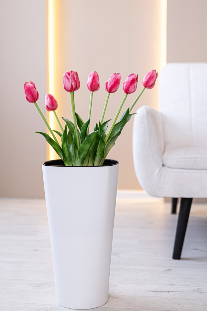 Горщик для квітів пластик Крокус 51 см круглий білий 11 л ММ-Пласт (K51wh)