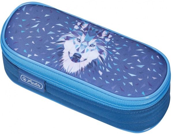 Пенал школьный Case Flap Wild Animals Волк 50026555 Herlitz голубой