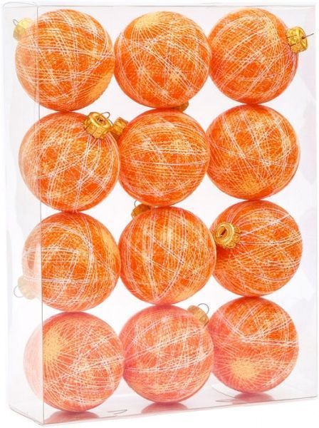 Игрушка на елку Котоновые шарики 12 шт. Mix orange shell d80 мм 8 см 12 шт./уп. 
