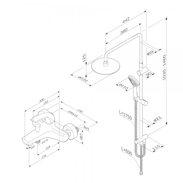 Комплект смесителей для ванны AM.PM F4087514 Sense