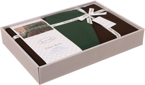 Комплект постельного белья Loft 2 коричнево-зеленый Karna 