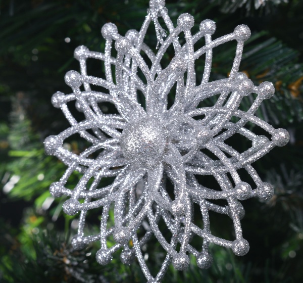 Декорация Снежинка Молекула 3д d 12 см серебро 1 шт. 