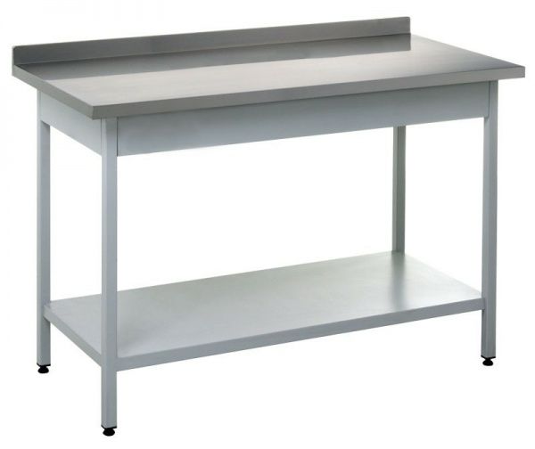 Стіл виробничий професійний із бортом і з полицею СВ-4 Кий-В 600x1500x850 мм нержавіюча сталь