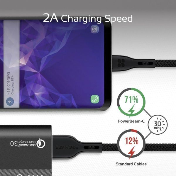 Кабель Promate USB Type-C – USB 1,2 м чорний (powerbeam-c.black) 