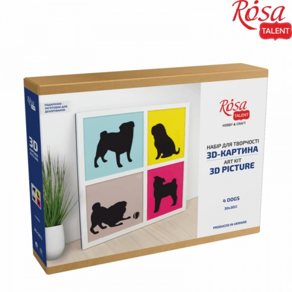 Набор для рисования картина 3D 4 Dogs (N0003502) 30Х30 см Rosa Talent 