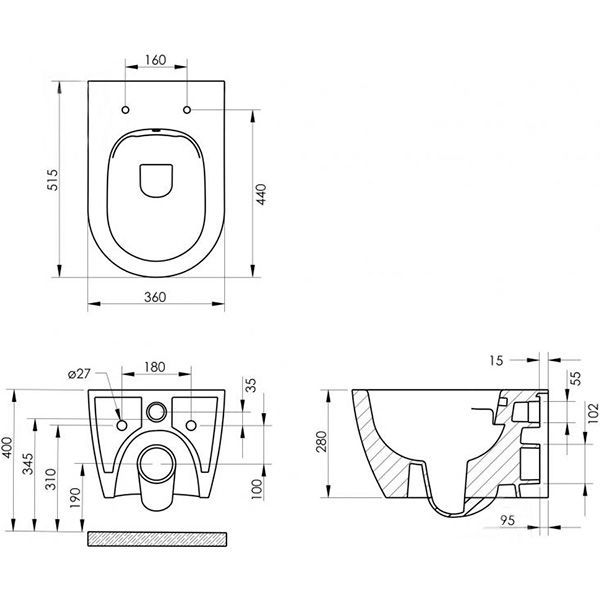 Унитаз подвесной Imprese Blanice с сиденьем slim soft-close i11777
