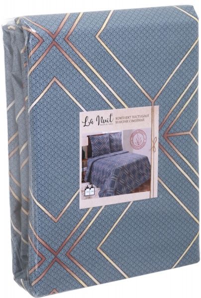 Комплект постільної білизни Геометрія cімейний блакитний La Nuit 