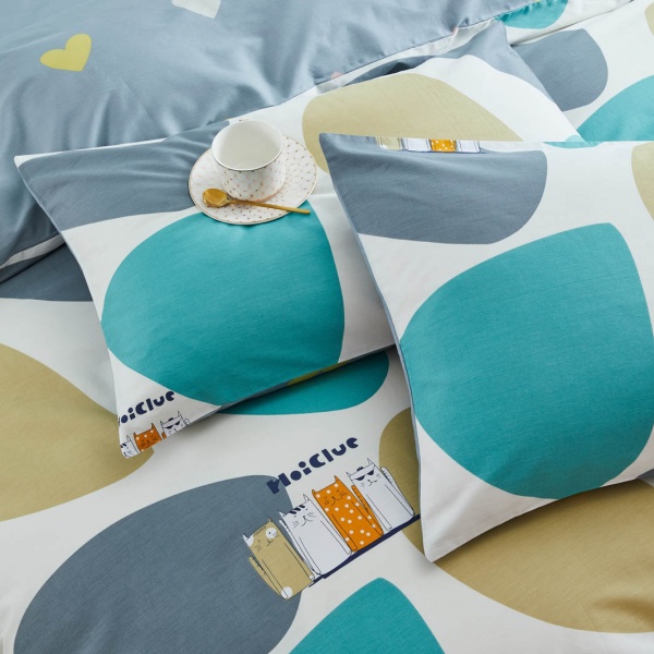 Комплект постільної білизни Fat cats сімейний синій із малюнком La Nuit 