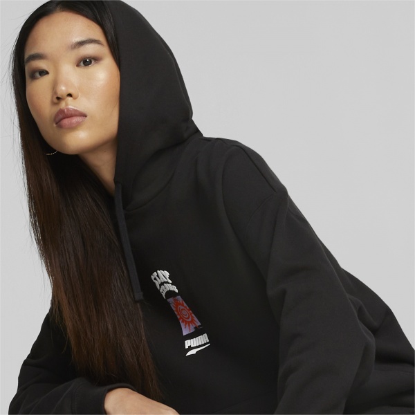 Джемпер Puma DOWNTOWN OVERSIZED GRAPHIC HOODIE TR 53836301 р. XS чорний