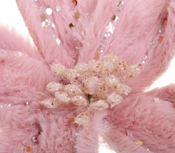 Декорация новогодняя Цветок 20 см розовый