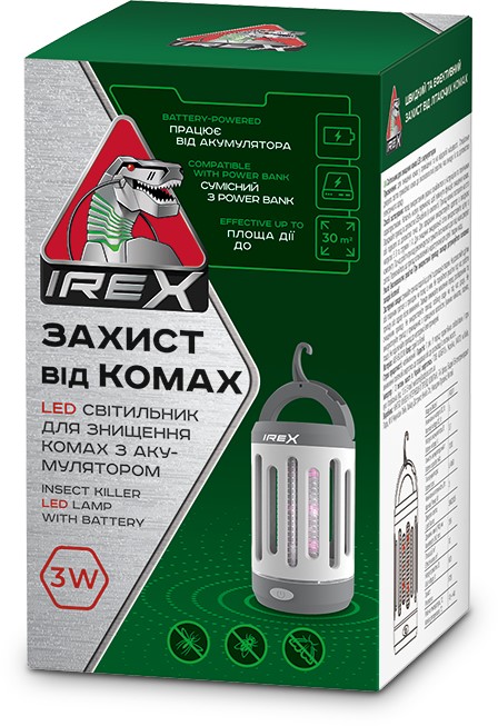 Світильник для знищення комах IREX LED з акумулятором 1200mAh 3 Вт
