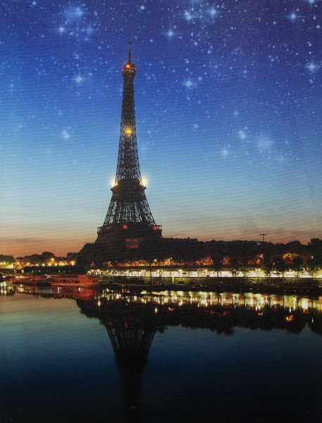 Картина LED Париж, с элементами питания 30x40 см темно-синий 