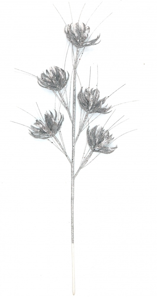 Гілочка декоративна з квітками і вусиками в асортименті 3 кольори 78 см TG238001