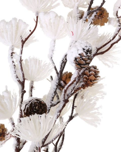 Декорация новогодняя Ветка с соцветиями и шишками 130см EPI-A3-562AW 