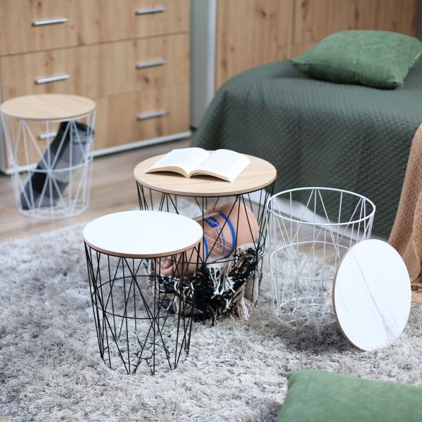 Стол-корзина Сканди Concrete 34,5х34,5х39 см 