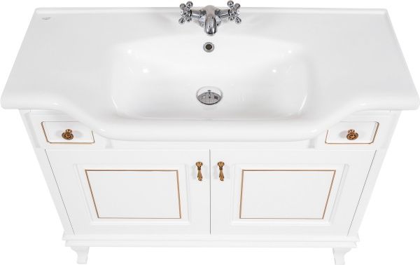 Тумба напольная Aqua Rodos Беатриче 100 белая патина золото с умывальником 081300-u New Klasik