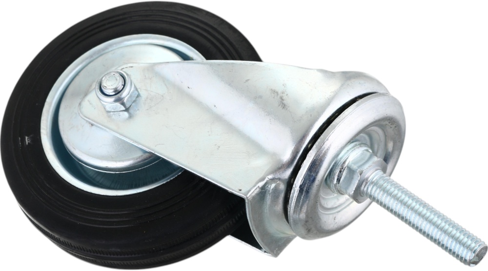 Колесо d100 мм резиновое поворотное с резьбовым штырем M10